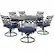 Angle. Hanover - Montclair 7-Piece Dining Set with 6 Swivel Rockers and a 40" x 67" Dining Table - Navy/Brown.