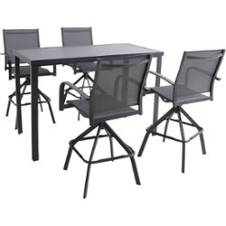 Hanover - Naples 5-Piece Outdoor High-Dining Set with 4 Swivel Bar Chairs and a Glass-Top Bar Table - Gray - Front_Zoom