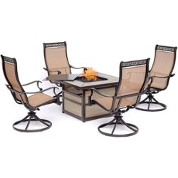 Hanover - Monaco 5-Piece Fire Pit Chat Set with Gas Fire Pit Coffee Table - Tan Sling/Tile - Front_Zoom