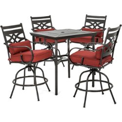 Hanover - Montclair 5-Piece High-Dining Patio Set with 4 Swivel Chairs and a 33-In. Counter-Height Dining Table - Chili Red/Brown - Front_Zoom