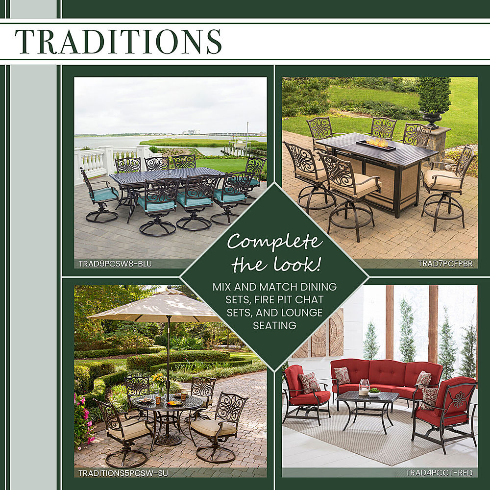 Hanover Traditions 5 Piece High Dining, High Top Fire Pit Table With Chairs