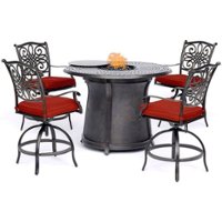 Hanover - Traditions 5-Piece High-Dining Set with Fire Pit Table - Red/Bronze - Front_Zoom