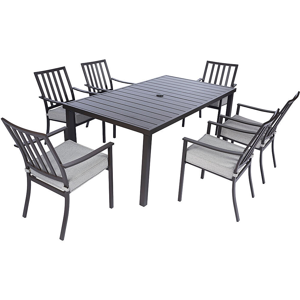 Angle View: Mod Furniture - Carter 7-Piece Dining Set with 6 Padded Dining Chairs and 72 in. x 40 in. Slat Table - Black/Grey