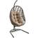 Front. Mod Furniture - Avery Hanging Boho Chic Egg Chair with All-Weather Wicker and Taupe Oversized Cushion - Brown.
