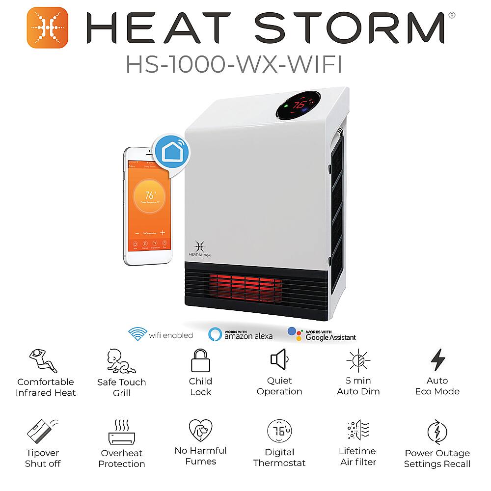 Alt View 16. Heat Storm - 1,000 Watt Wi-Fi Indoor Smart Heater - WHITE.
