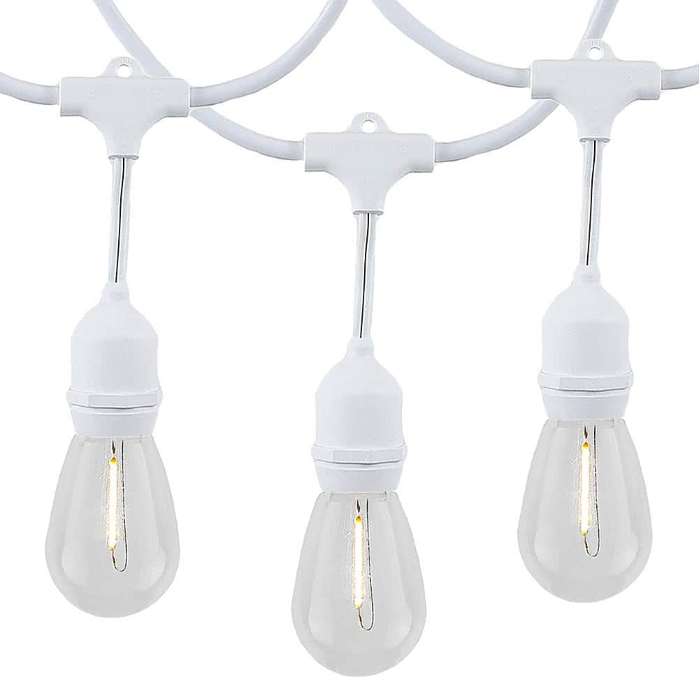 Alt View 11. Novelty Lights - 24 Warm White Plastic LED S14 Commercial Grade Suspended Light String Set on 48' of White Wire Shatterproof - Warm White.
