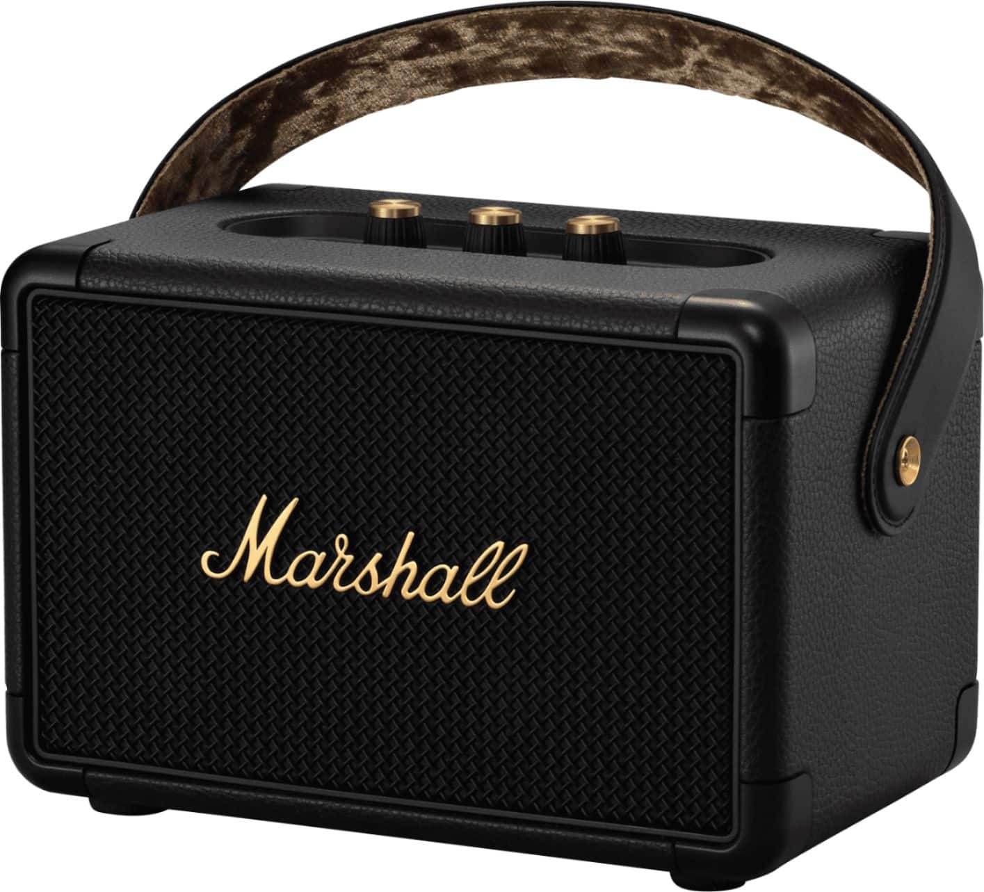 Left. Marshall - Kilburn II Portable Bluetooth Speaker - Black and Brass.