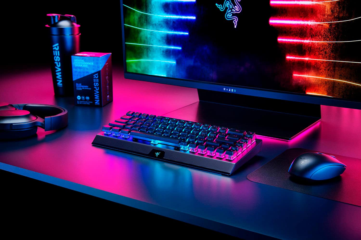 Alt View 16. Razer - BlackWidow V3 Mini Hyperspeed Phantom Edition 65% Wireless Mechanical Yellow Linear Switch Gaming Keyboard - Black.