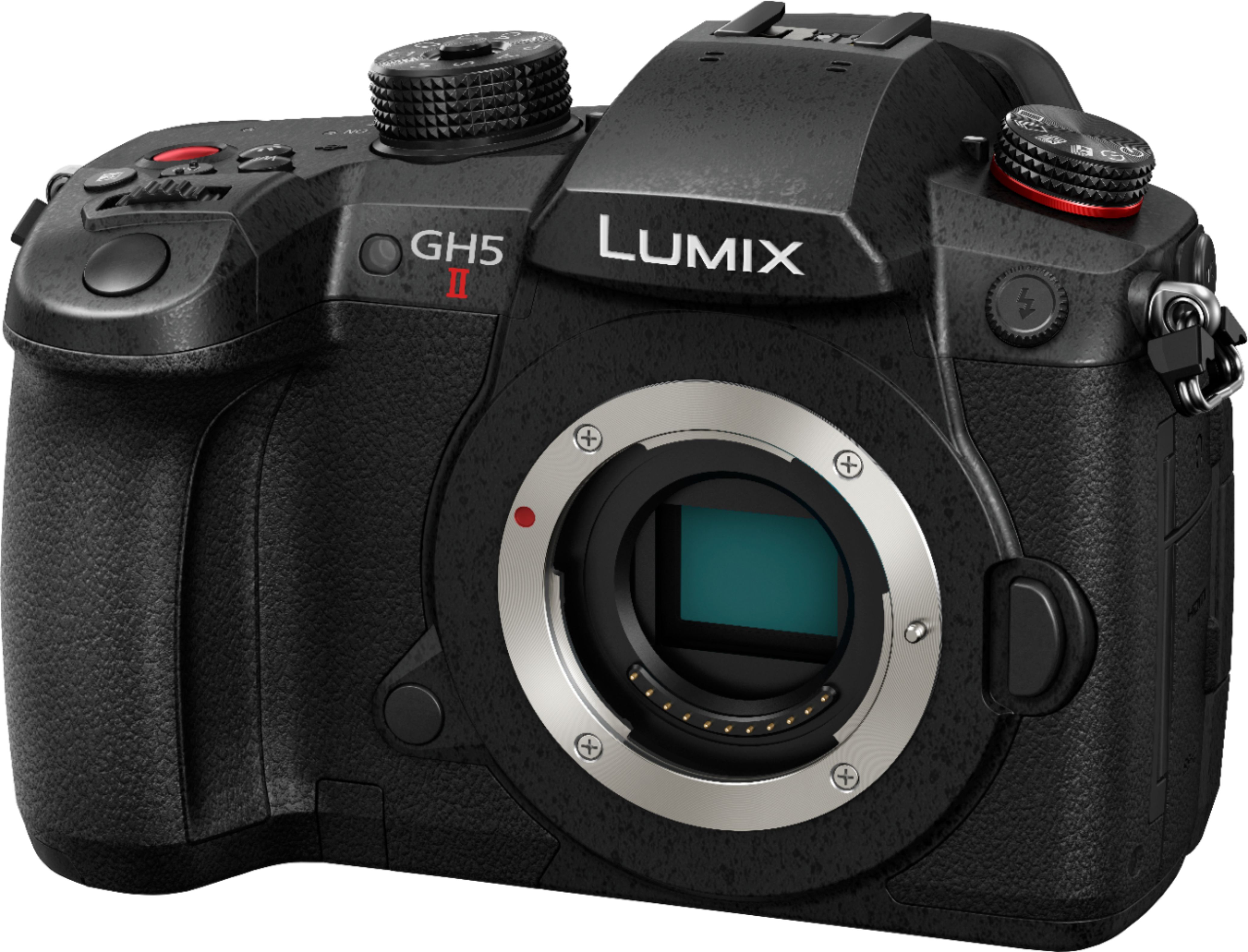 Angle View: Panasonic - LUMIX GH5M2 4K Video Mirrorless Camera (Body Only), DC-GH5M2BODY - Black