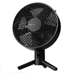 Sharper Image - SPIN 12 Oscillating Table Fan with Remote - Black - Front_Zoom