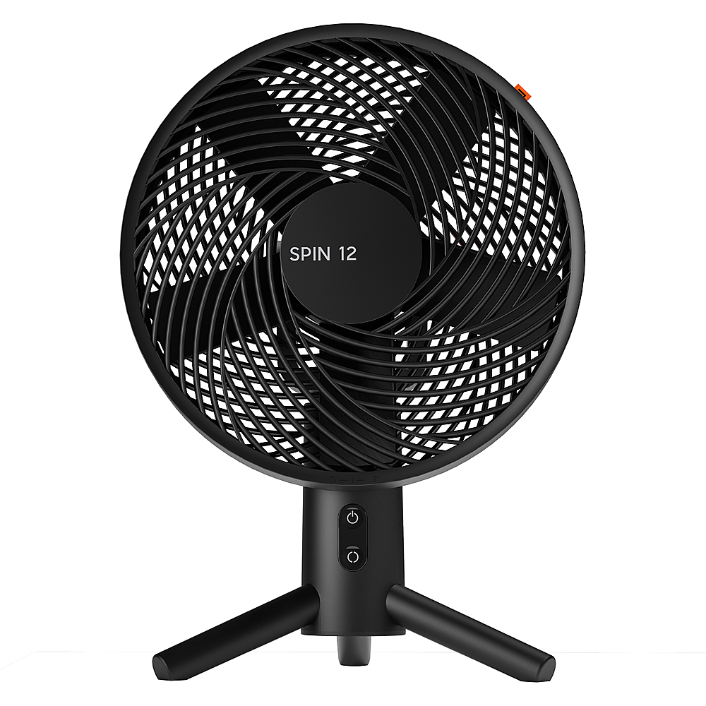 Sharper Image - SPIN 12 Oscillating Table Fan with Remote - Black