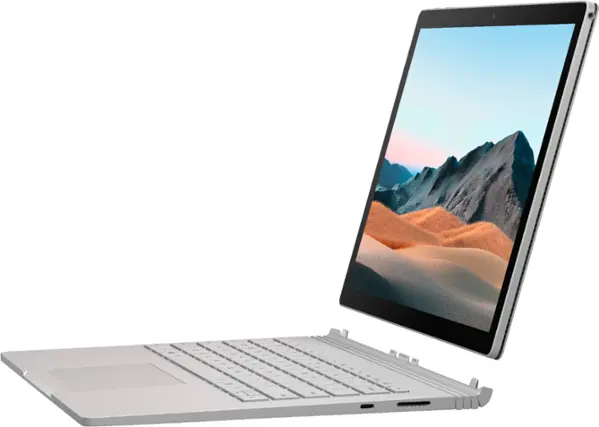 Front. Microsoft - Geek Squad Certified Refurbished Surface Book 3 - Intel Core i7 - 16GB - NVIDIA GeForce GTX 1650 Max-Q - 256GB SSD - Platinum.