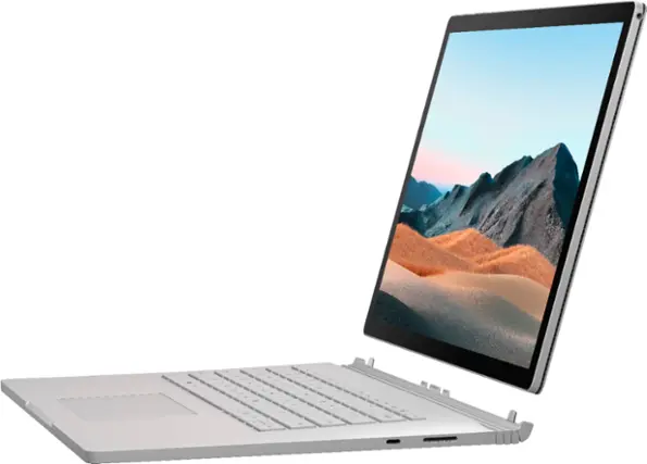 Front. Microsoft - Geek Squad Certified Refurbished Surface Book 3 15" Touch-Screen - Intel Core i7 - 32GB Memory - 512GB SSD - Ash Silver.
