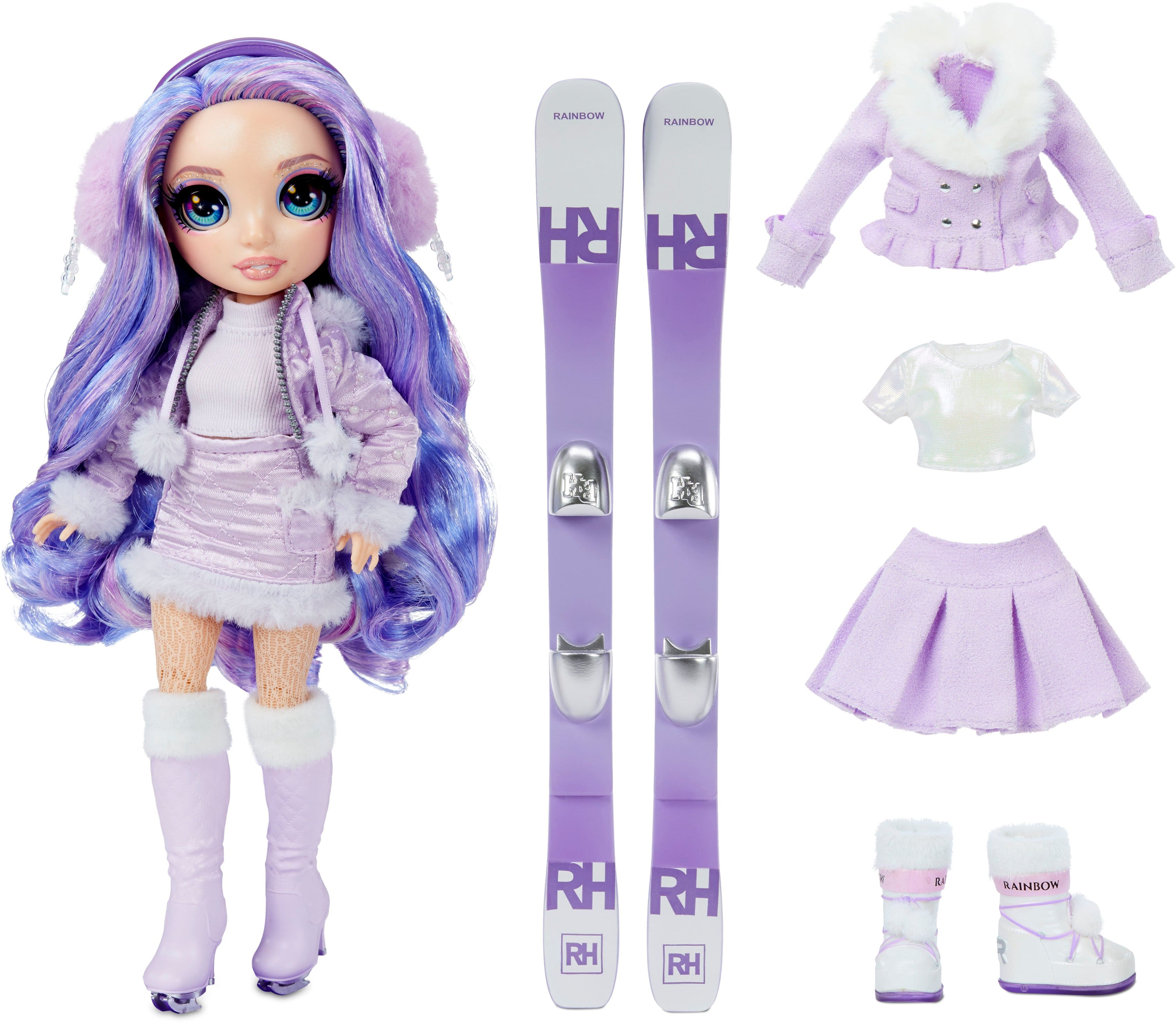 Angle. Rainbow High - Winter Break Doll- Violet Willow - Purple.