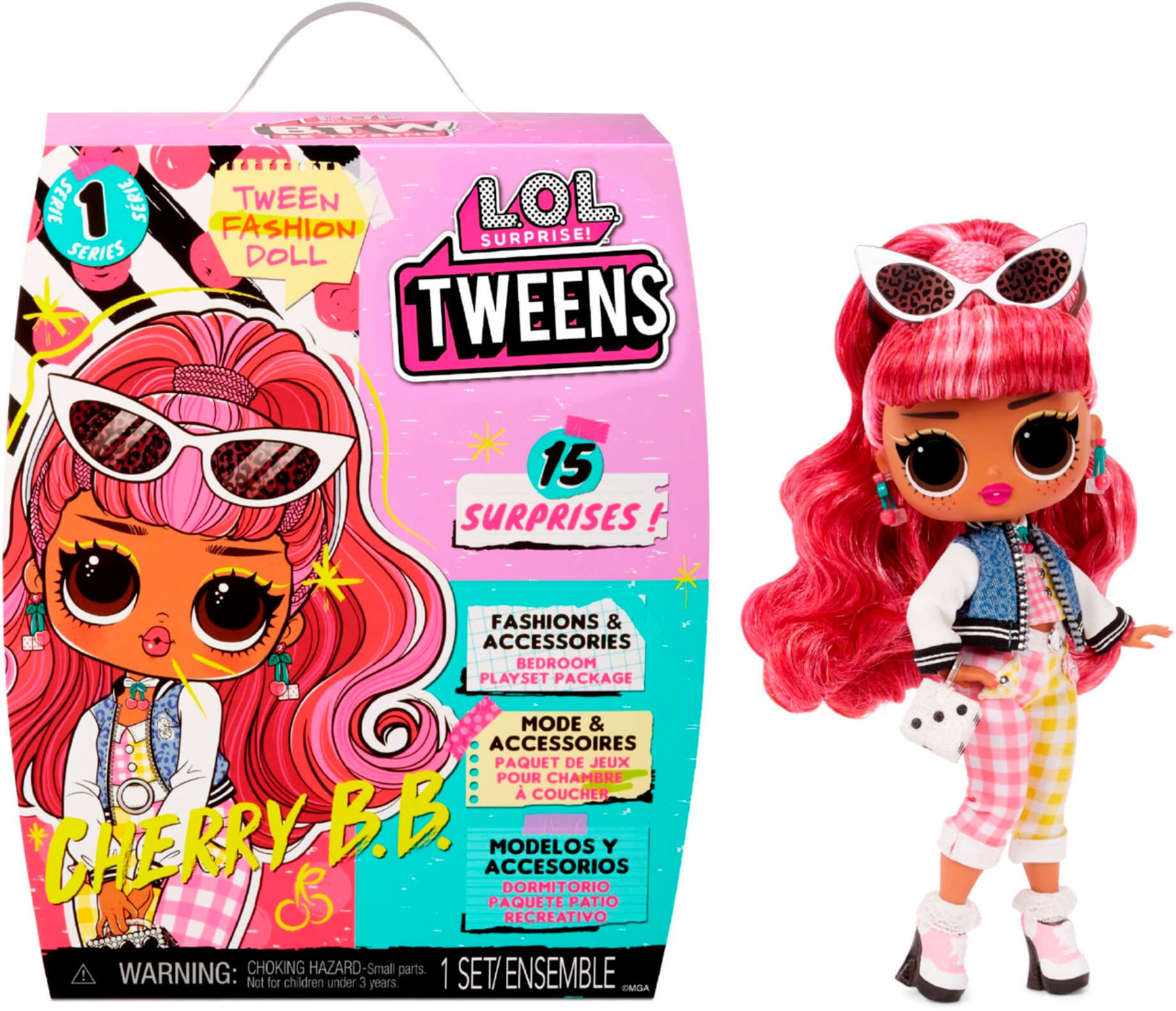 Photo 1 of LOL Surprise Tweens Cherry BB Fashion Doll with 15 Surprises, Pink Hair, Including Stylish Outfit and Accessories with Reusable Bedroom Playset - Gift for Kids, Toys for Girls Boys Ages 4 5 6 7+ Years