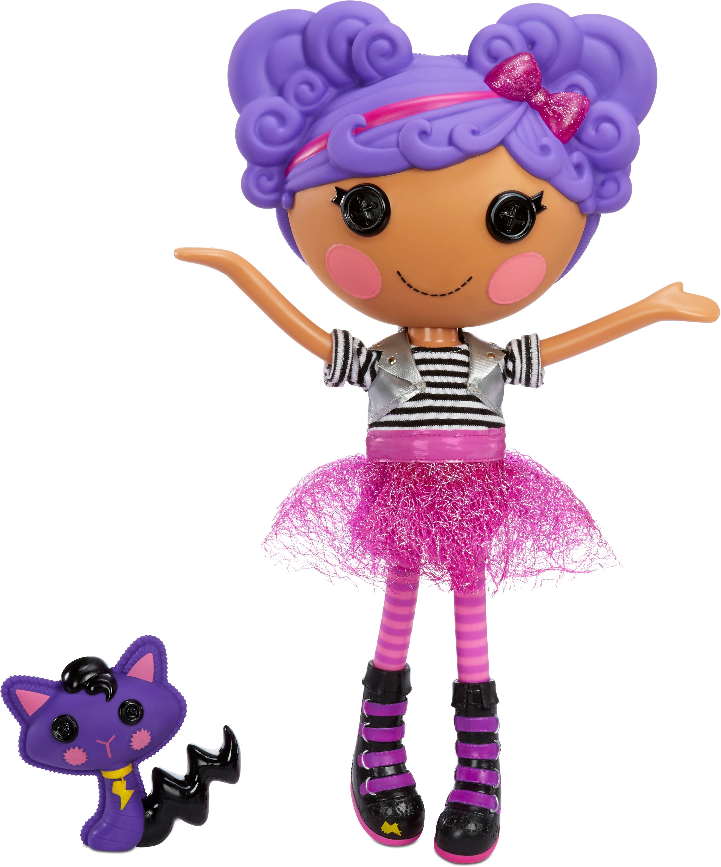 Angle View: Lalaloopsy Doll - Storm E. Sky with Pet Cool Cat, 13" Rocker Musician Purple Doll with Changeable Pink and Black Outfit and Shoes, in Reusable Camper House Package Playset, for Ages 3-103