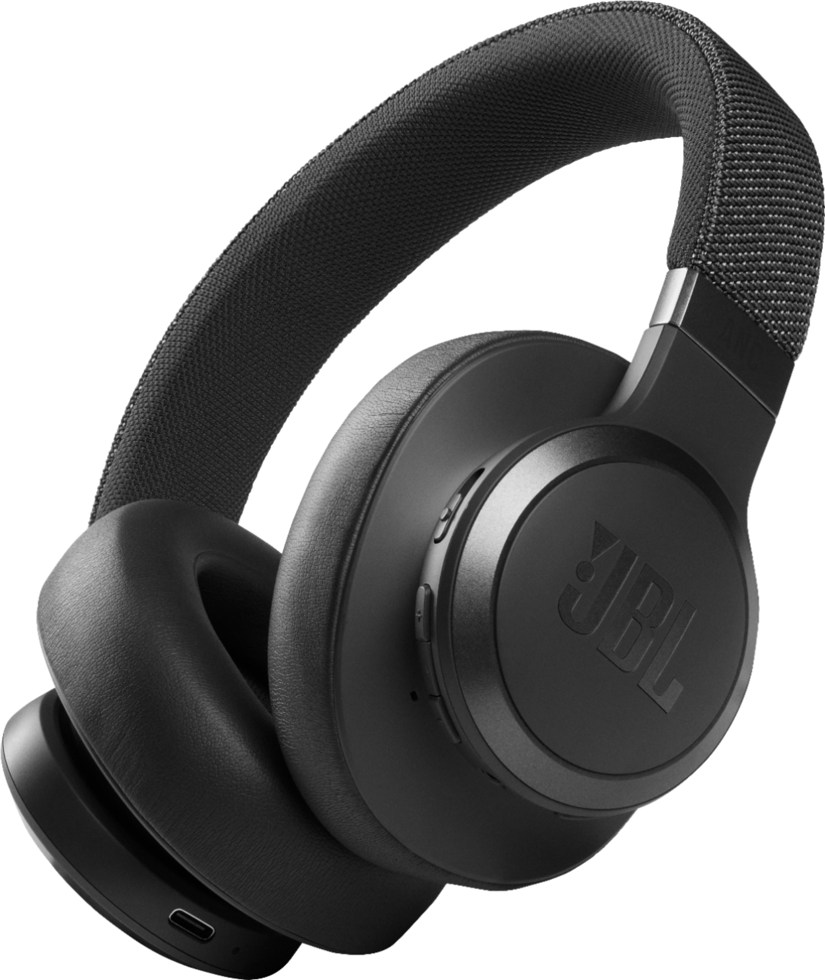 Angle View: JBL - Live 660NC Wireless Noise Cancelling Over-The-Ear Headphones - Black