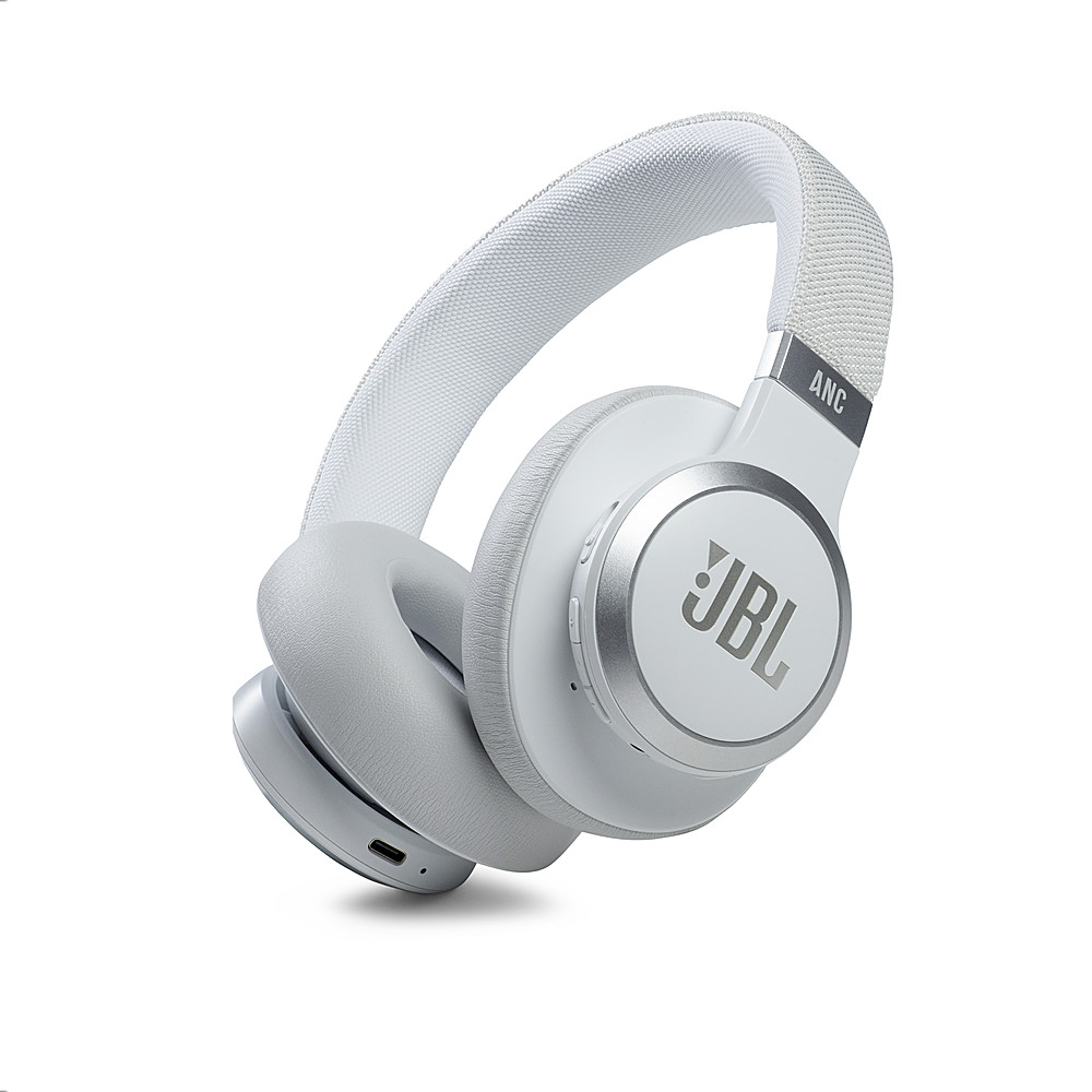 Angle View: JBL - Live 660NC Wireless Noise Cancelling Headphones - White - White