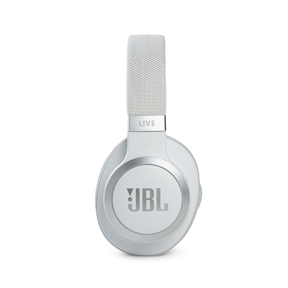 Left View: JBL - Live 660NC Wireless Noise Cancelling Headphones - White - White