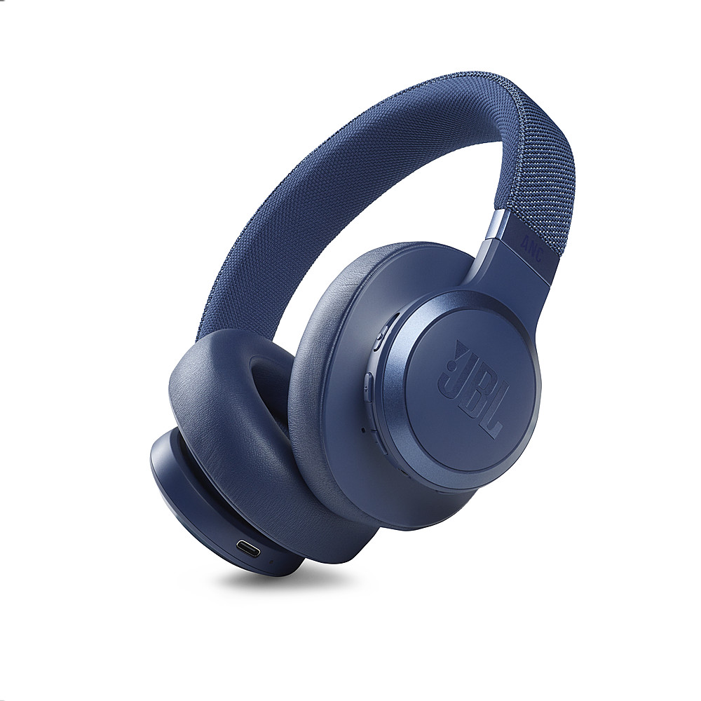 Angle View: JBL - Live 660NC Wireless Noise Cancelling Headphones - Blue