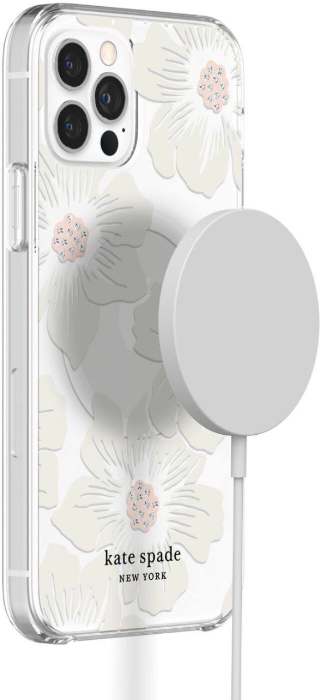 Alt View 12. kate spade new york - Protective Hardshell MagSafe Case for iPhone 12 and iPhone 12 Pro - Hollyhock Floral Clear.