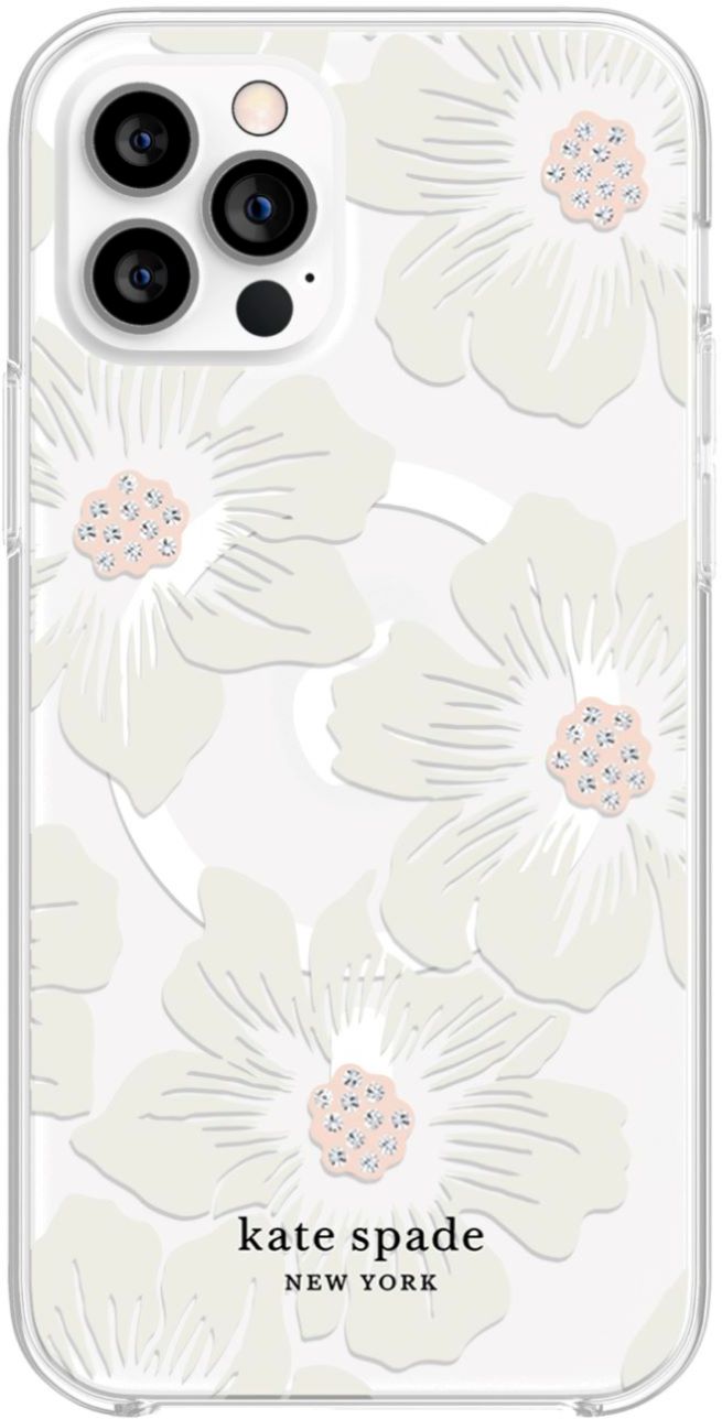 Alt View 2. kate spade new york - Protective Hardshell MagSafe Case for iPhone 12 and iPhone 12 Pro - Hollyhock Floral Clear.
