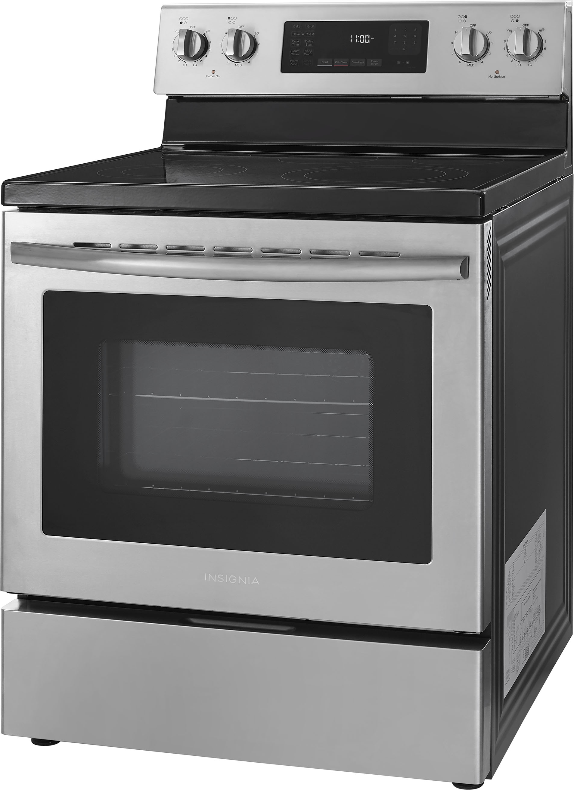 Insignia™ - 4.8 Cu. Ft. Freestanding Electric Convection Range with Steam Cleaning - Stainless steel