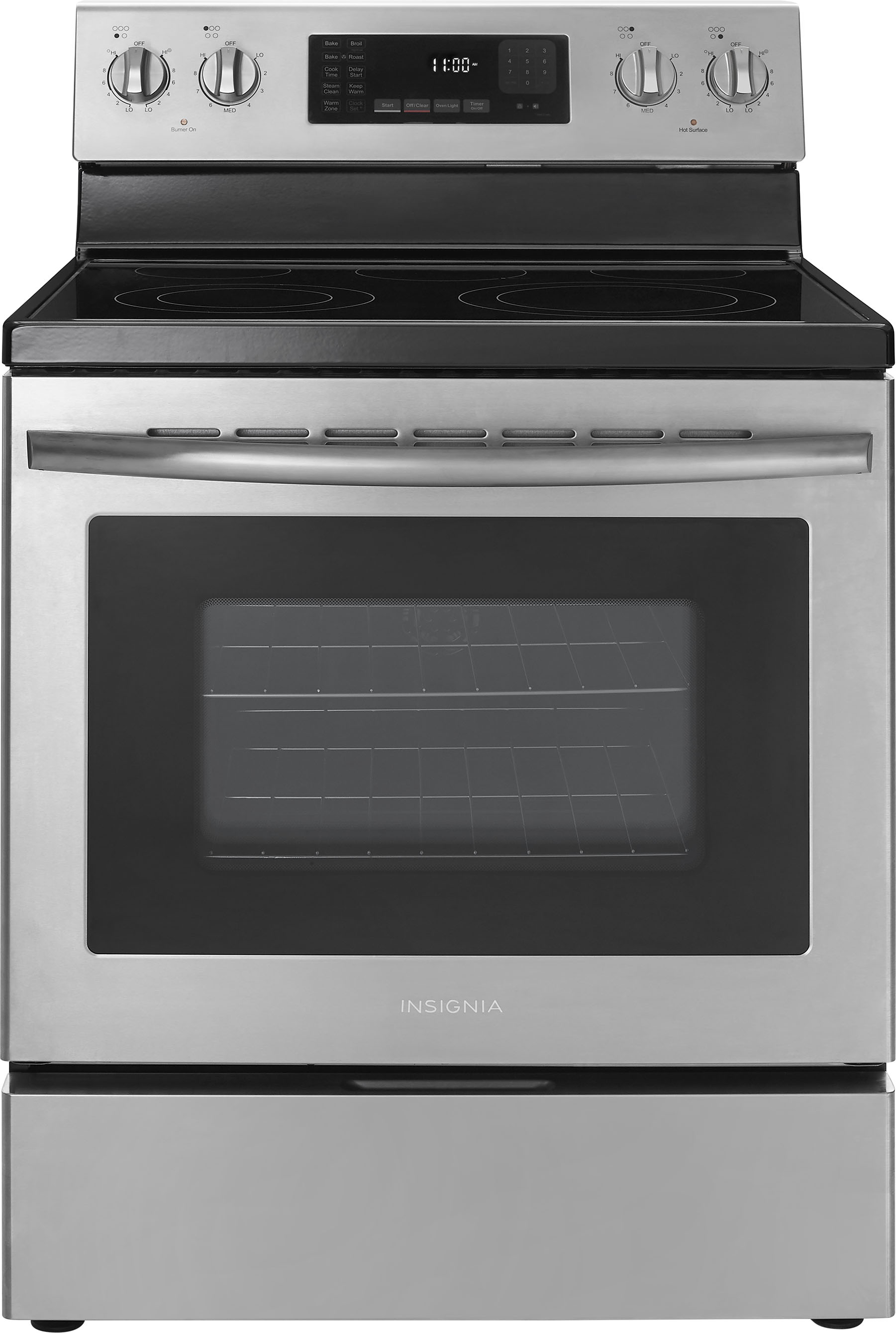 Insignia™ 4.8 Cu. Ft. Freestanding Electric Convection Range with Steam  Cleaning Stainless Steel NS-RGFESS2 - Best Buy