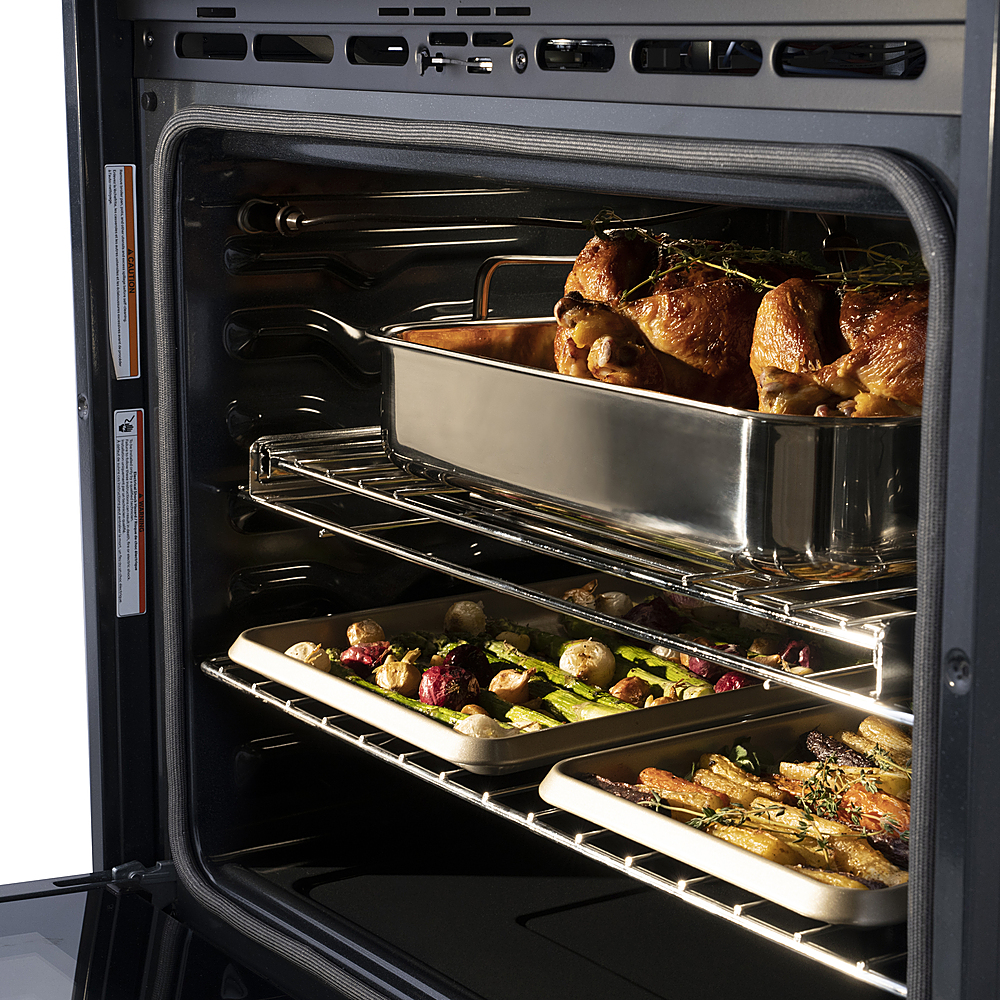 Left View: Viking - 3 Series 29.8" Built-In Single Electric Convection Wall Oven - Black