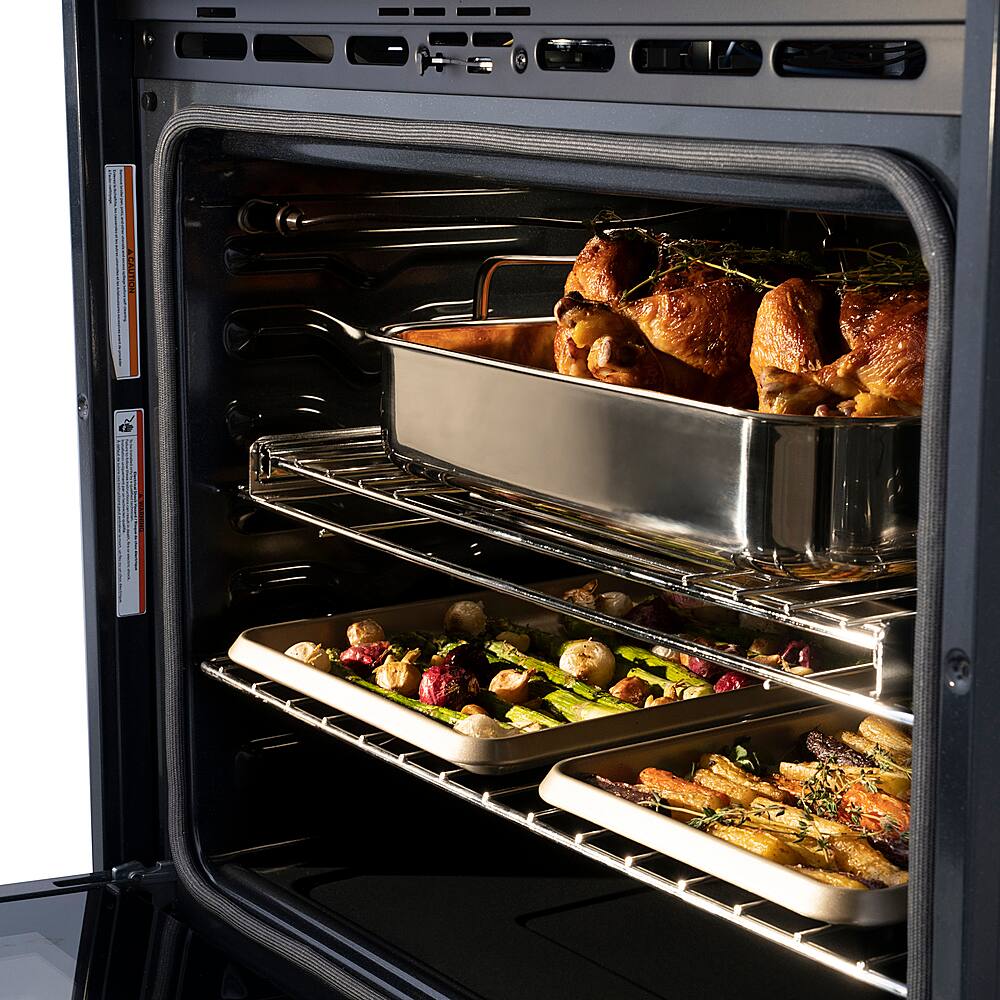 Left View: KitchenAid - 27" Built-In Double Electric Convection Wall Oven - Stainless steel