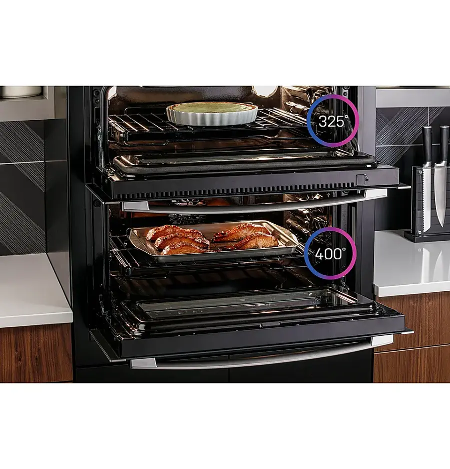 Alt View 15. GE Profile - 30" Built-In Double Electric Convection Wall Oven with WiFi - Stainless Steel.