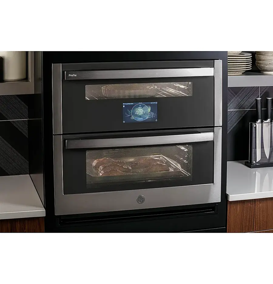 Alt View 16. GE Profile - 30" Built-In Double Electric Convection Wall Oven with WiFi - Stainless Steel.