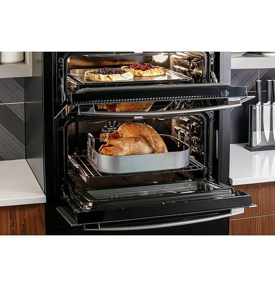 Alt View 19. GE Profile - 30" Built-In Double Electric Convection Wall Oven with WiFi - Stainless Steel.