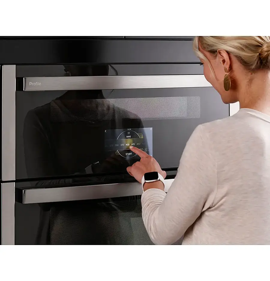 Alt View 22. GE Profile - 30" Built-In Double Electric Convection Wall Oven with WiFi - Stainless Steel.