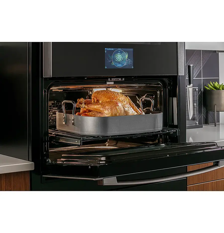 Alt View 23. GE Profile - 30" Built-In Double Electric Convection Wall Oven with WiFi - Stainless Steel.