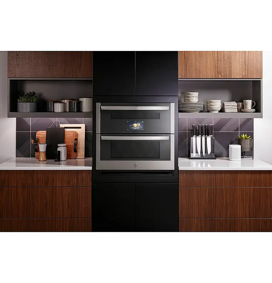 Alt View 26. GE Profile - 30" Built-In Double Electric Convection Wall Oven with WiFi - Stainless Steel.