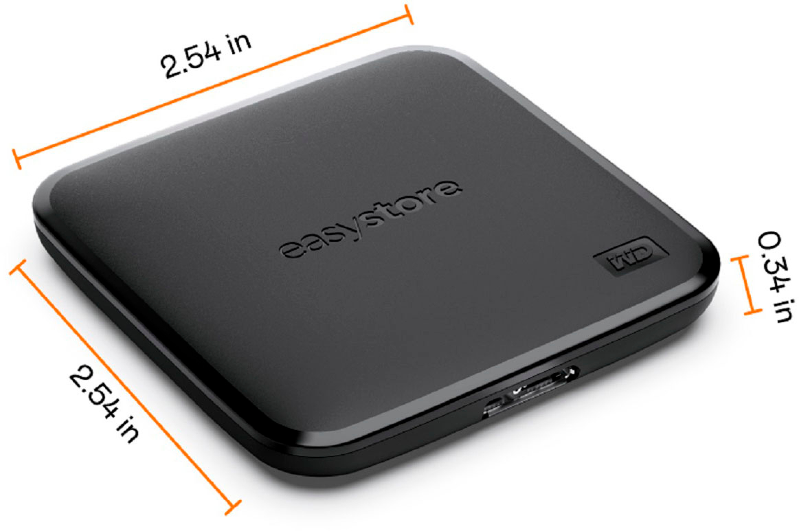 Angle View: WD - easystore 1TB External USB 3.0 Portable SSD - Black
