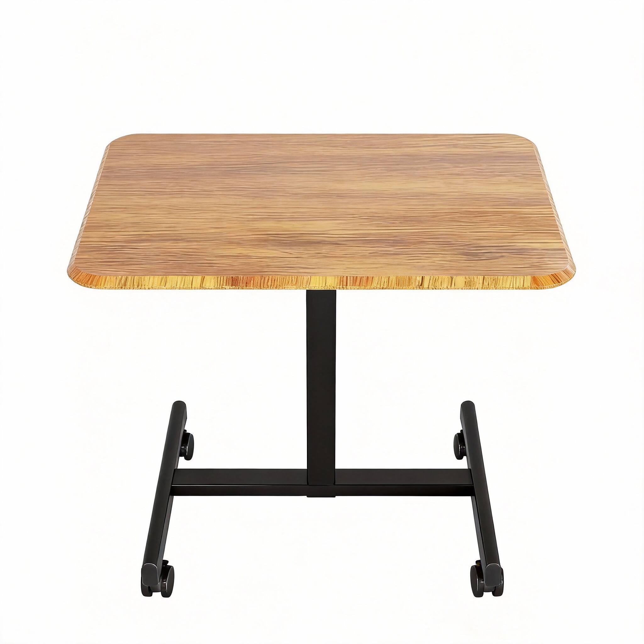 Front. CovertSafe - Mobile Rolling Sit-Stand Desk Adjustable Height Lockable Casters - Vintage Brown.