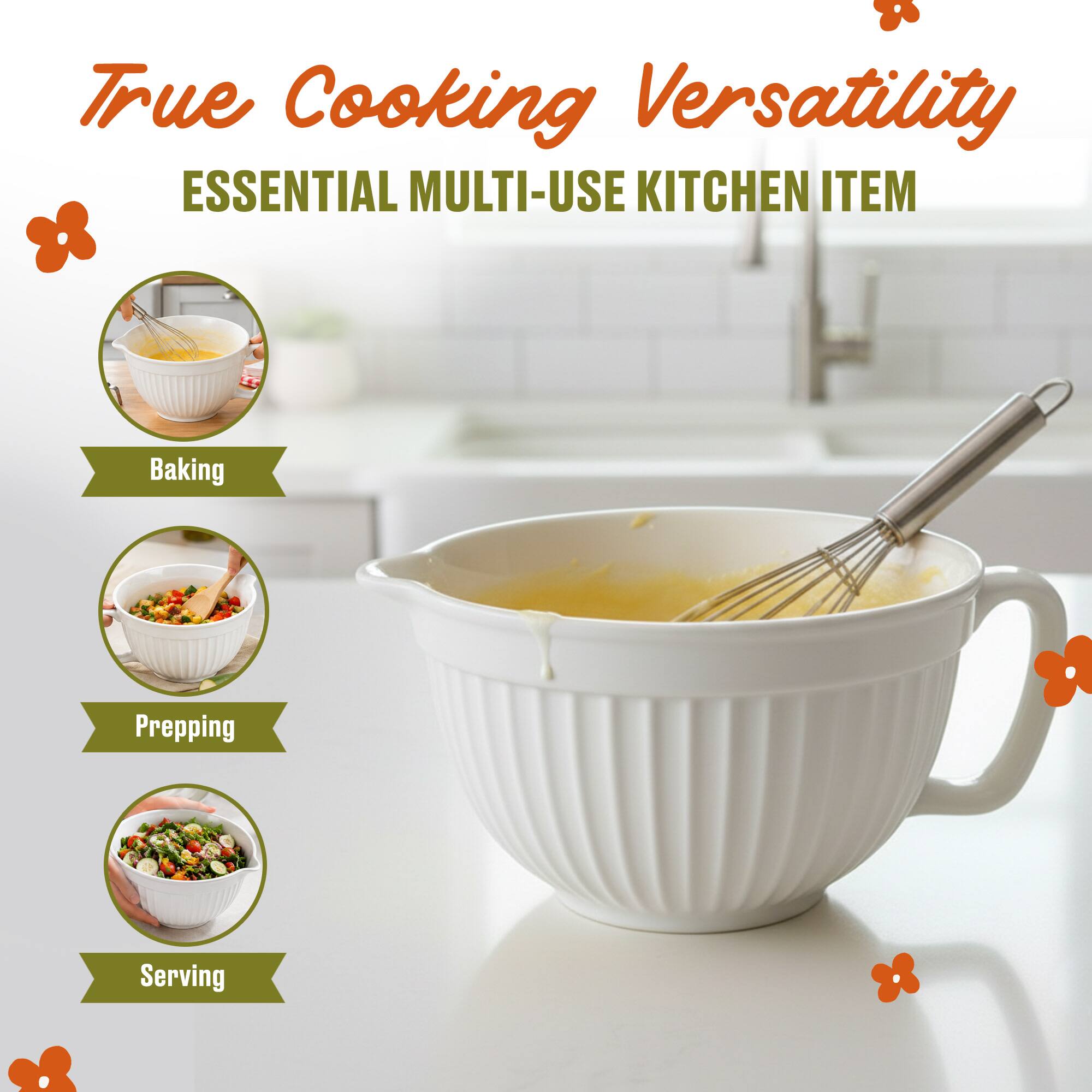True Cooking Versatility  
ESSENTIAL MULTI-USE KITCHEN ITEM  
Baking  
Prepping  
Serving