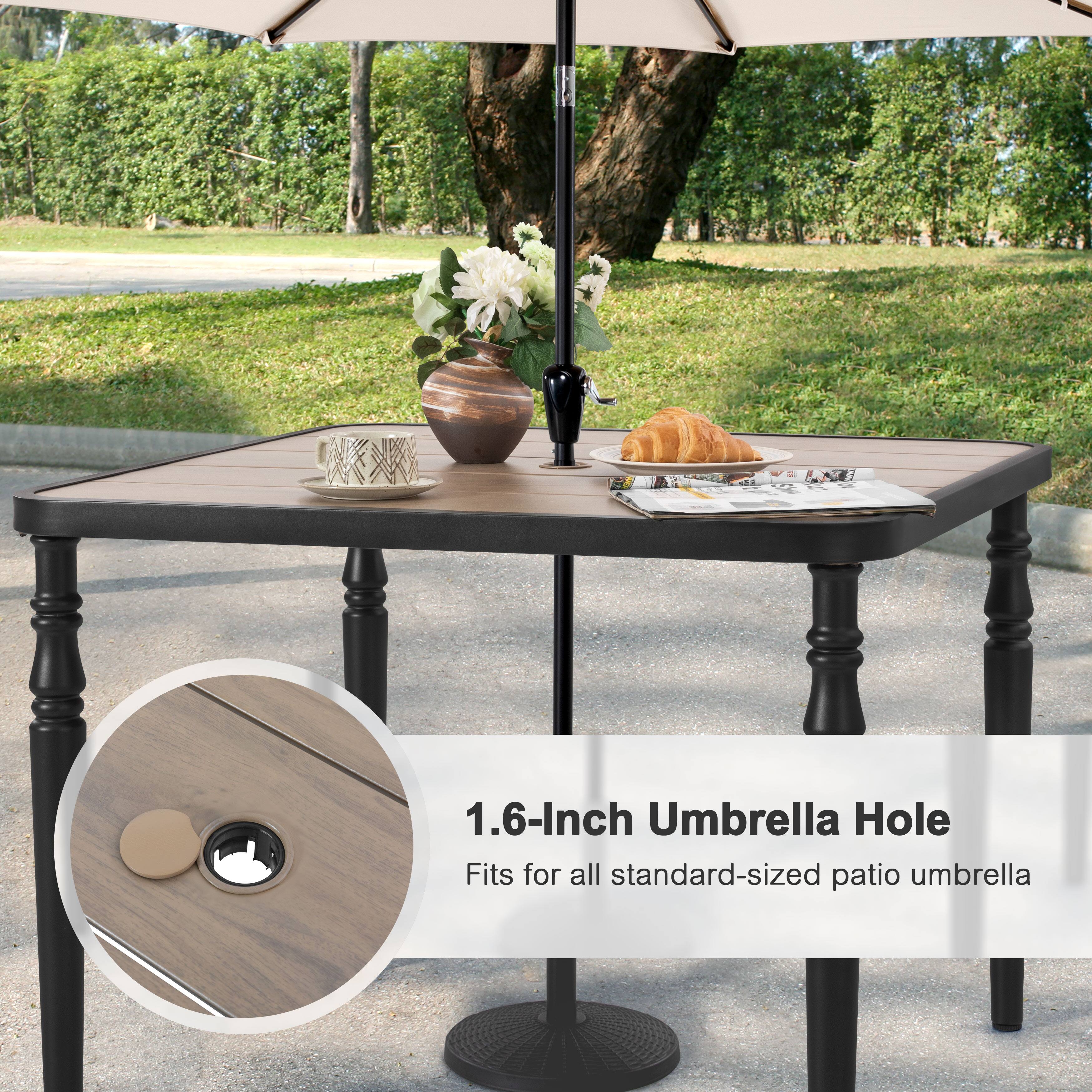 1.6-Inch Umbrella Hole  
Fits for all standard-sized patio umbrella