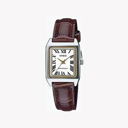 Casio - Women's Brown Analog Watch with White Dial - LTP-V007L-7B2UDF - Black