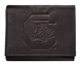 Rico Industries - South Carolina Gamecocks Distressed Look Embossed Logo Black Leather Trifold Wallet - Multi
