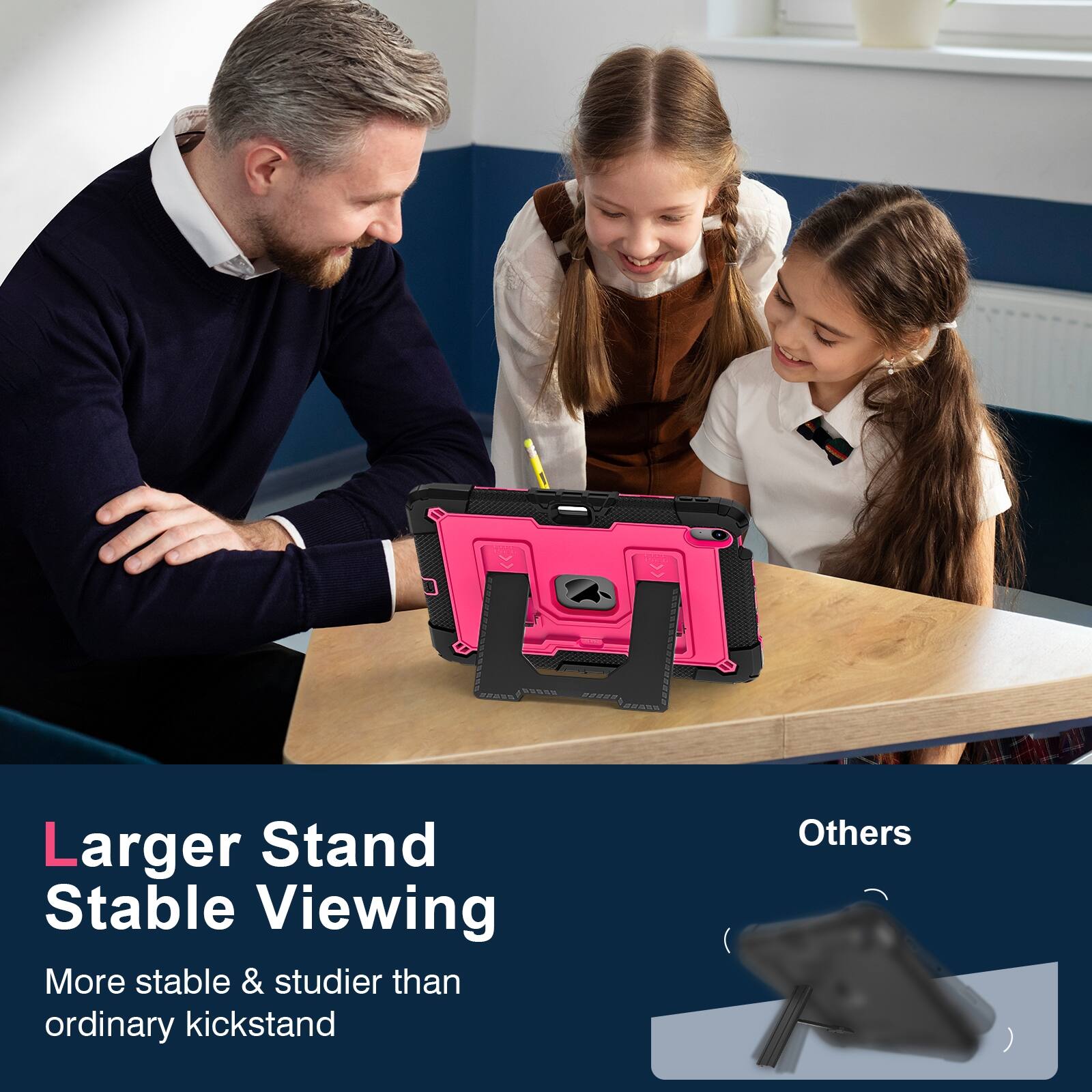 Larger Stand Stable Viewing  
More stable & sturdier than ordinary kickstand