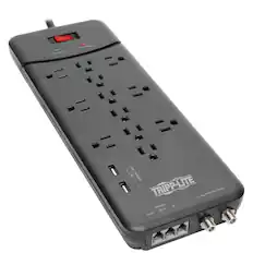 TRIPP-LITE
COAX PROTECTION
USB 2A CHARGER
PROTECTED
GROUNDED
PHONE IN OUT OUT