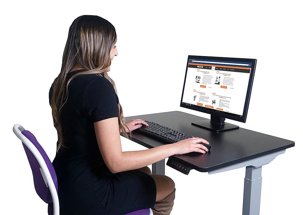 Alt View 14. Victor - Compact Electric Full Standing Desk - Black.