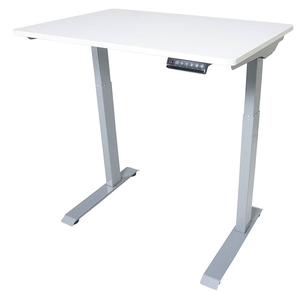 Angle. Victor - Compact Electric Full Standing Desk - White.