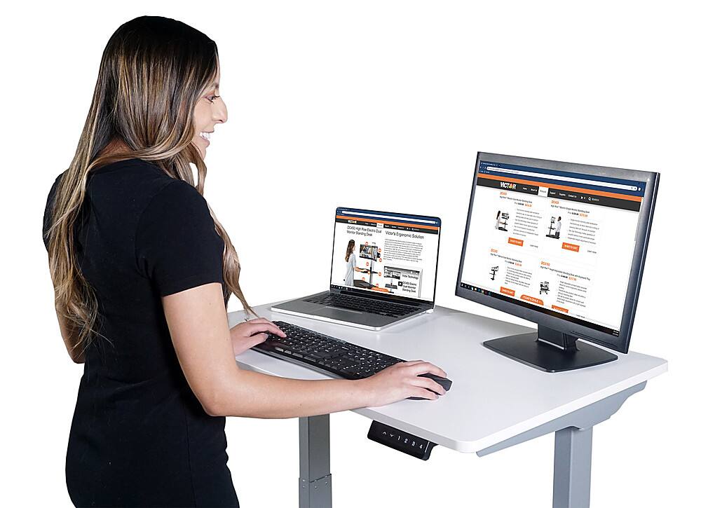 Alt View 15. Victor - Compact Electric Full Standing Desk - White.