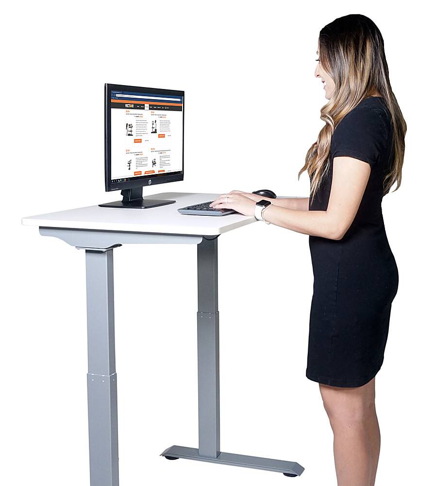 Alt View 16. Victor - Compact Electric Full Standing Desk - White.
