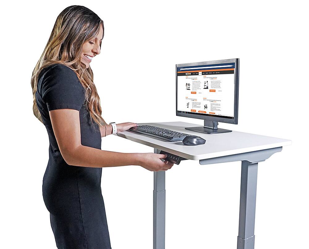 Alt View 17. Victor - Compact Electric Full Standing Desk - White.