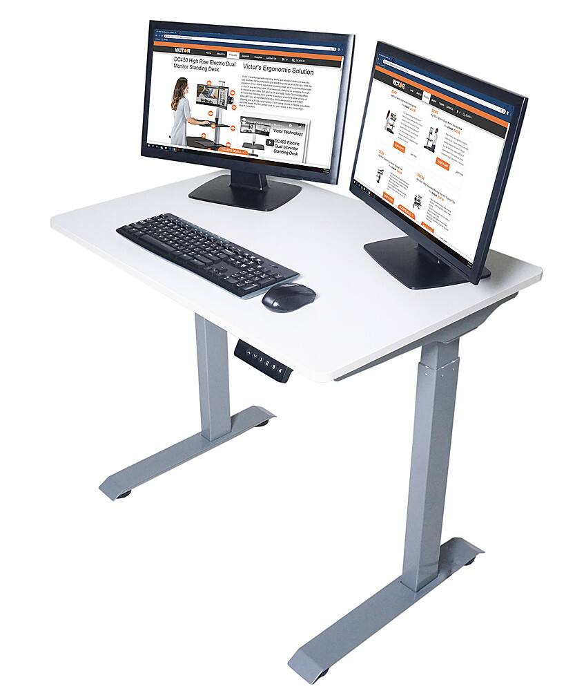 Alt View 22. Victor - Compact Electric Full Standing Desk - White.